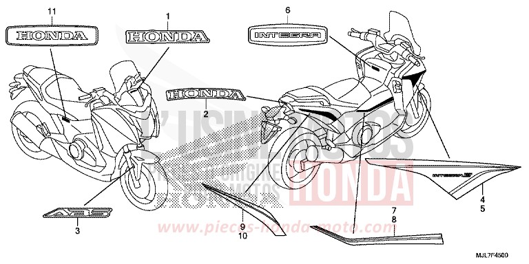 MARQUE/RAYURE de Integra 750 PEARL GLARE WHITE (NHB53) de 2014